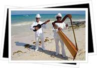 Musicians on the beach in mexico